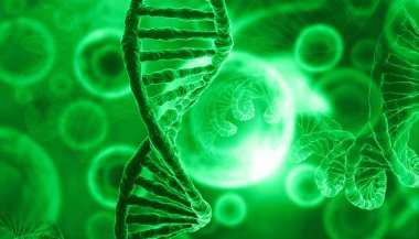 Bilim geçmişi olan insan DNA 'sı. 3d illüstrasyon