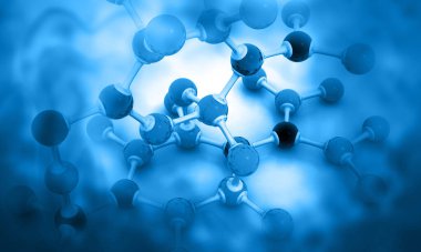 Atom Molekülleri sicience arka planda. 3d illüstrasyon 