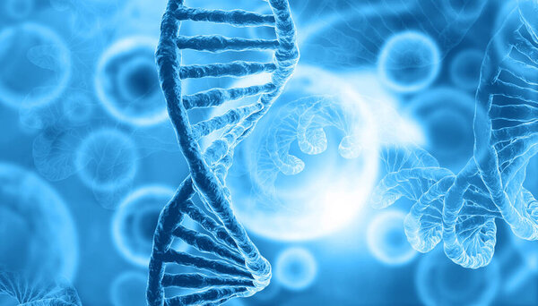 Человеческая ДНК с научным прошлым. 3d иллюстрация