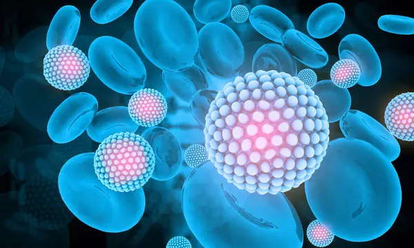 Virus Krevními Buňkami Vědeckého Prostředí Ilustrace — Stock fotografie