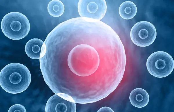 Mänskliga Celler Med Vetenskaplig Bakgrund Återgivning — Stockfoto