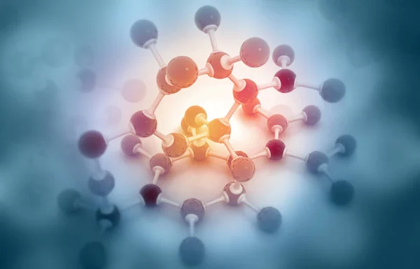 Atom Molecules on sicience background. 3d illustration