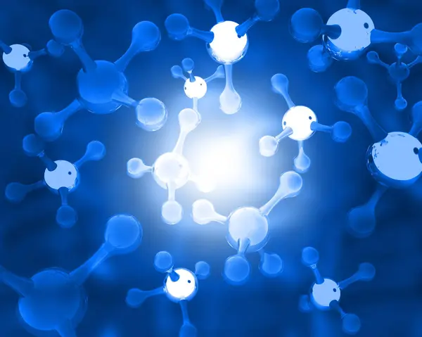 Atom Molecules on sicience background. 3d illustration
