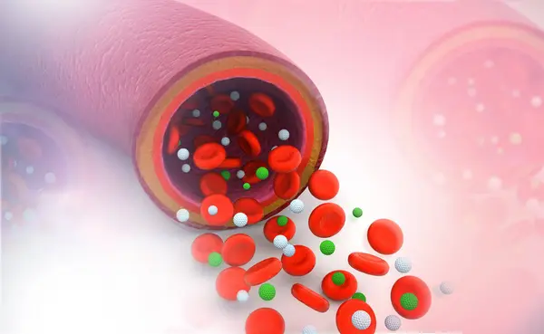 Vírus Células Sanguíneas Veia Humana Renderização — Fotografia de Stock