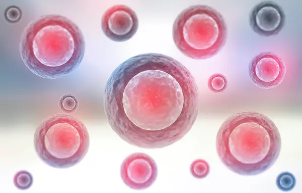 科学的背景を持つヒト細胞 3Dレンダリング — ストック写真