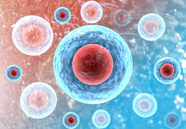 科学的背景を持つヒト細胞 3Dレンダリング — ストック写真