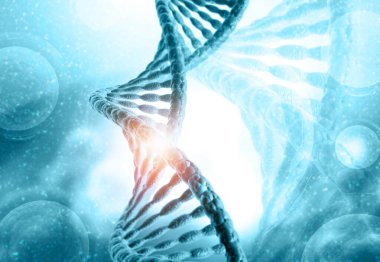 Bilimsel arka planda DNA iplikleri. 3d illüzyon