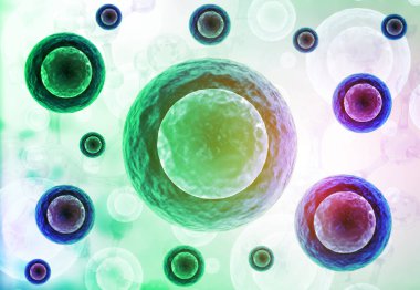 Bilimsel geçmişi olan insan hücreleri. 3d hazırlayıcı 