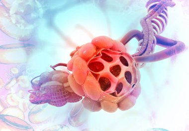 Akciğer alveolü tıbbi arka planda. 3d illüstrasyon