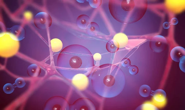 科学の背景にあるニューロン細胞 3Dイラスト — ストック写真