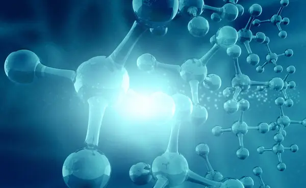 Molekül Oder Atom Auf Wissenschaftlichem Hintergrund Illustration — Stockfoto