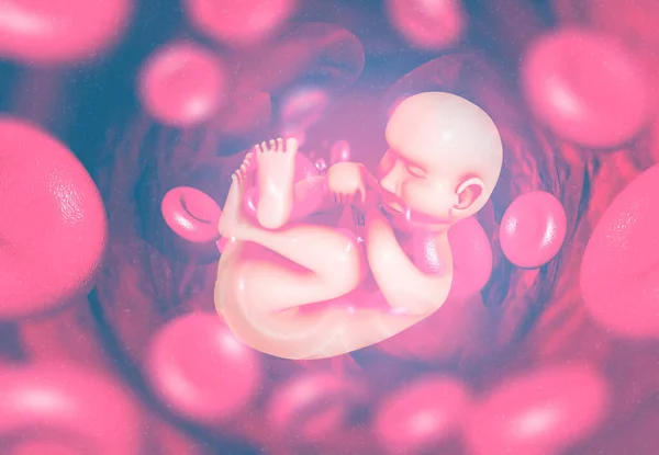 人間の胎児は科学的背景がある 3Dイラスト — ストック写真