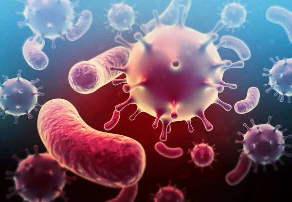 Vírus Bactérias Sangue Antecedentes Científicos — Fotografia de Stock