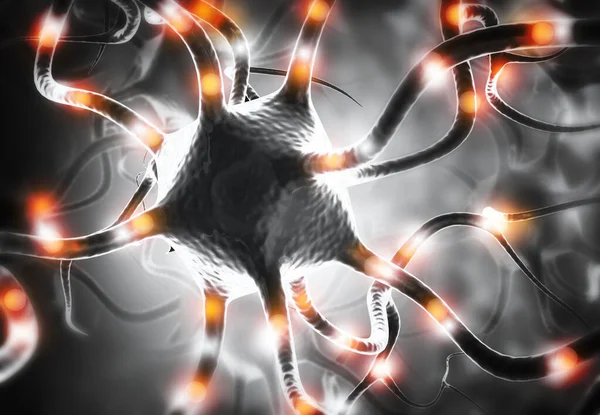 Células Neuronales Que Envían Señales Químicas Eléctricas Ilustración —  Fotos de Stock