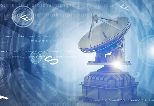 Műholdas Antenna Modern Kommunikációs Technológiával Illusztráció — Stock Fotó