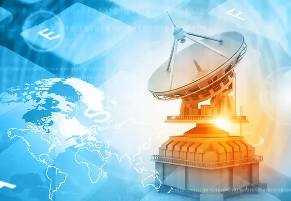 Modern Iletişim Teknolojisine Sahip Uydu Anteni Illüstrasyon — Stok fotoğraf