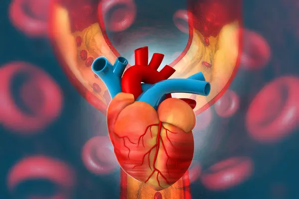 Placa Colesterol Arteria Con Anatomía Del Corazón Humano Ilustración —  Fotos de Stock