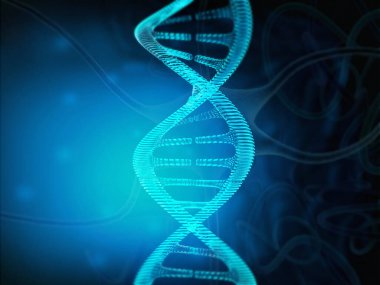 Arka plan üzerinde DNA yapısı. 3D render