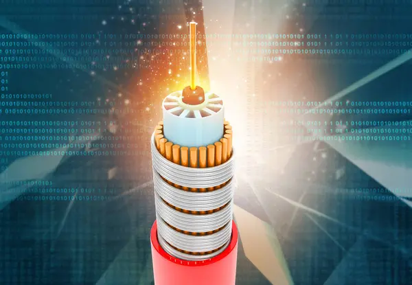 Rost Optikai Kábel Futurisztikus Technológiai Háttérrel Illusztráció — Stock Fotó