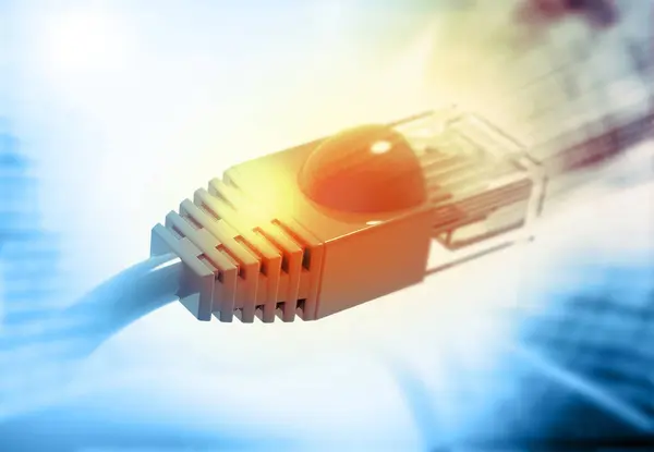 Kabel Sieciowy Futurystycznym Tle Technologicznym Ilustracja — Zdjęcie stockowe
