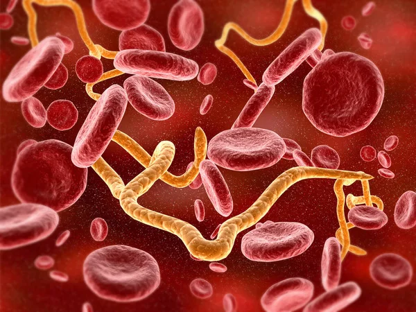 Virus Infecting Red Bloods Render — Stock Photo, Image
