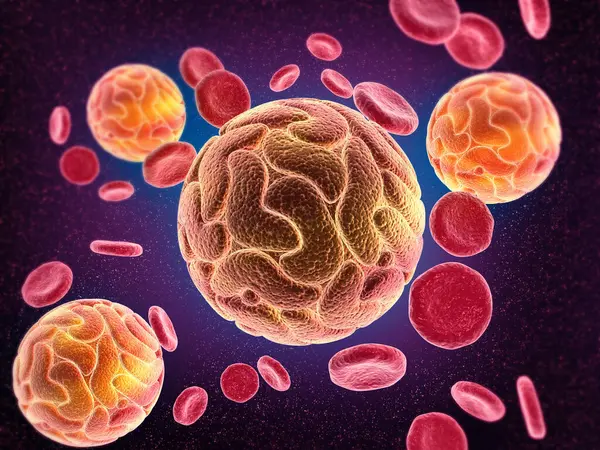 病毒感染了红血球3D渲染 — 图库照片