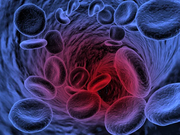 红血球流淌 3D渲染 — 图库照片