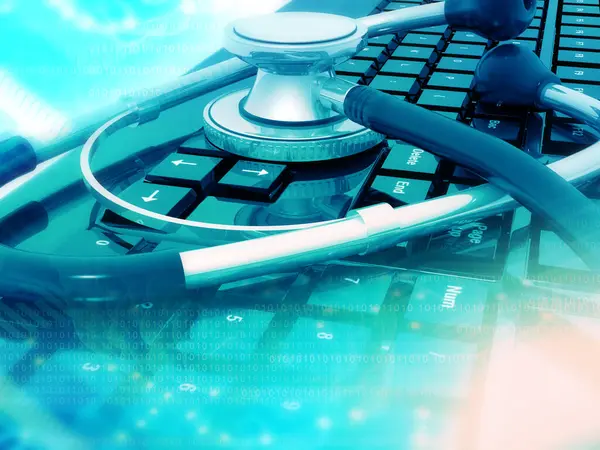 Stethoskop Auf Der Tastatur Medizinisch Technisches Konzept Illustration — Stockfoto