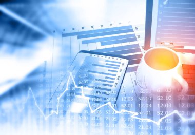 Borsa konsept geçmişini analiz ediyor. 3d illüstrasyon