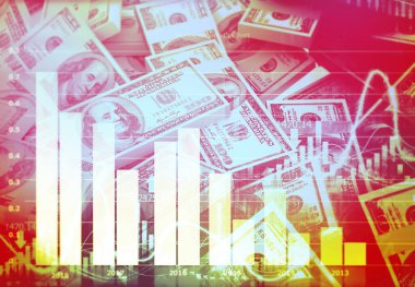 Borsa grafiği ile dolar. 3d illüstrasyon