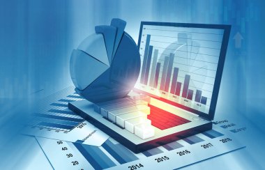 Business graphs and financial reports. 3d illustration 	 clipart