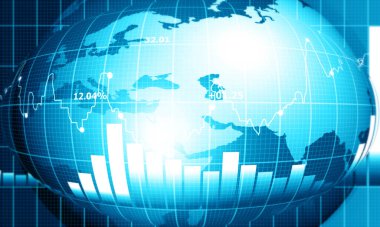 Soyut büyüme grafiğiyle borsa finans grafik arka planı. 2d illüstrasyon