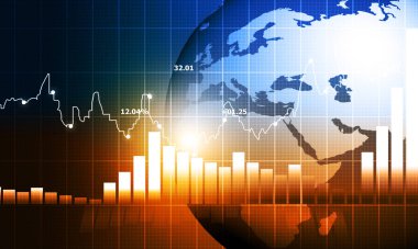 Soyut büyüme grafiğiyle borsa finans grafik arka planı. 2d illüstrasyon