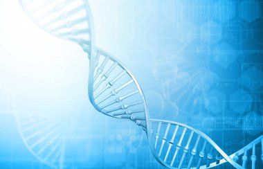 DNA yapısı ve bilim geçmişi. 3d illüstrasyon 