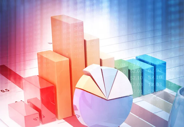 Finance background with abstract Growth graph chart. 3d illustration