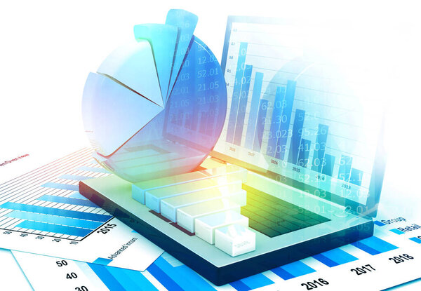 Finance background with abstract Growth graph chart. 3d illustration	