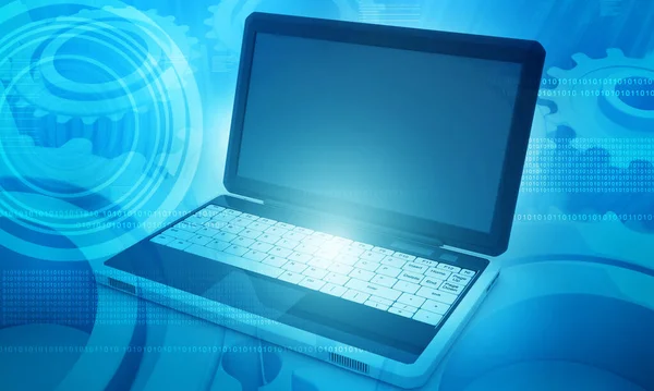 Moderner Laptop Auf Hightech Hintergrund Illustration — Stockfoto