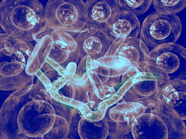 Virus attacking cells. 3d illustration	