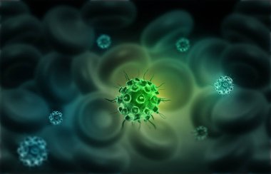 Virüs Kan Hücrelerine Saldırıyor. 3d illüstrasyon