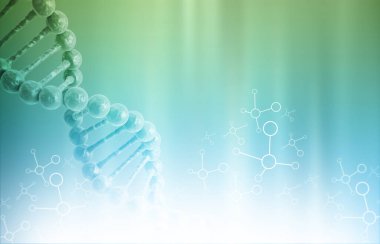 DNA molekülü bilim, biyokimya geçmişi. 3d illüstrasyon