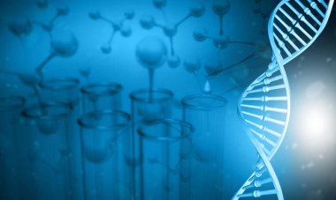 Bilim geçmişi olan insan DNA 'sı. 3d illüstrasyon