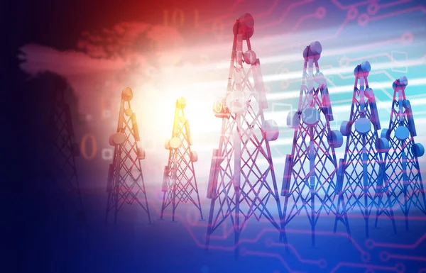 Telecommunication Towers Abstract Technology Background Illustration — Stock Photo, Image