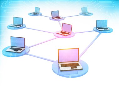 Bilgisayar ağı, internet teknolojisi. 3d illüstrasyon