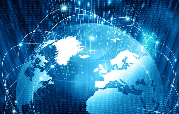 Глобальная сеть связи. Телекоммуникация. 3d иллюстрация