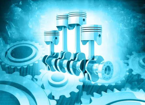 Engine Pistons Cog Wheels Illustration — Stock Photo, Image