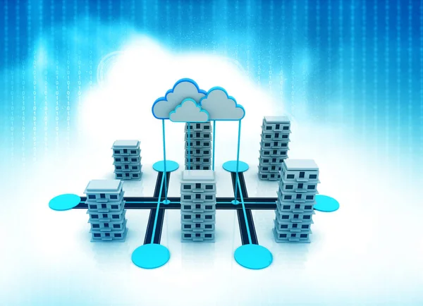 Smart city and cloud computing. 3d illustration