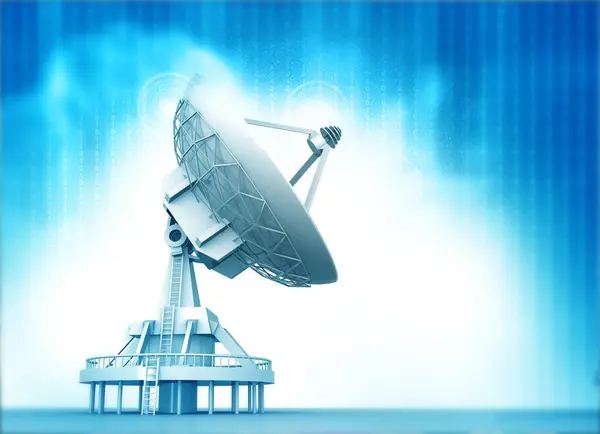 Satellite Dish Antenna Receiving Signals Illustration — Stock Photo, Image