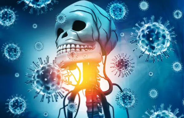 Virus Attacking Human Brain Illustration — Stock Photo, Image