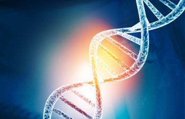 DNA molekülü bilim, biyokimya geçmişi. 3d illüstrasyon