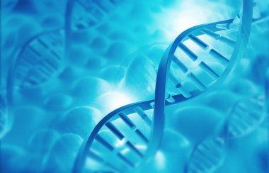 DNA molekülü bilim, biyokimya geçmişi. 3d illüstrasyon